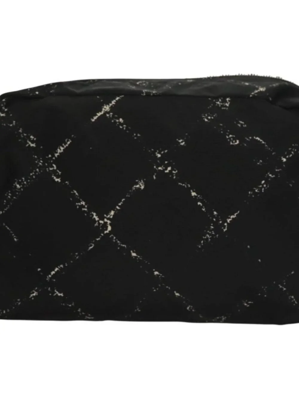 CHANEL Pouch Nylon Grained Calf Skin 2 Set Black Silver CC Auth bs28342